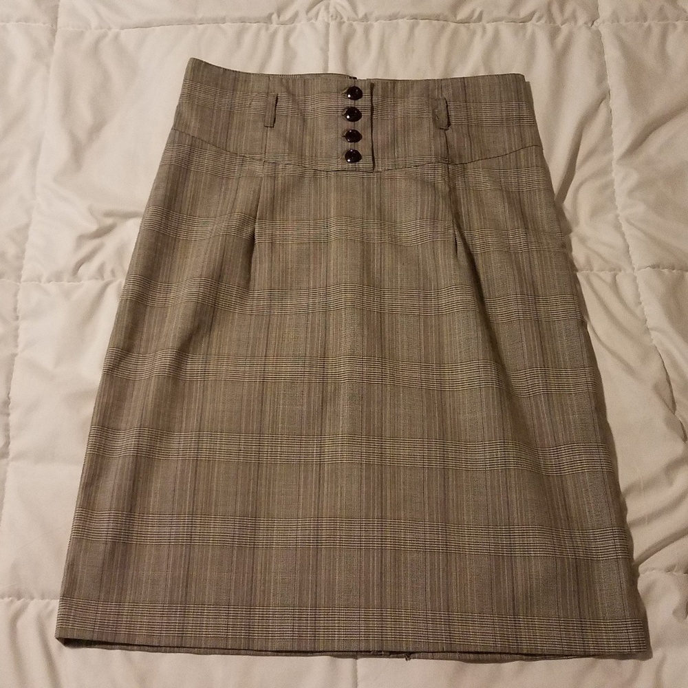 Paper Doll High-waisted Plaid Pencil Skirt